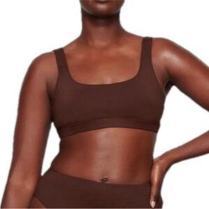 SKIMS Brown Scoop Neck Bikini Top and Bottom Set